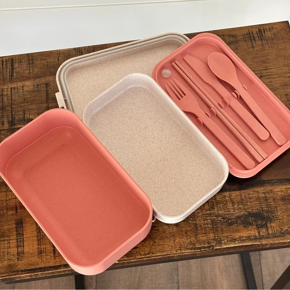 Our Place Layered Lunch Box with Clips and Utensils